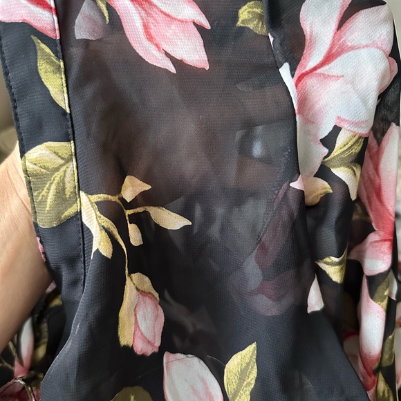 Black and Pink Long Sleeve V-Neck Sundress - Picture 13 of 15